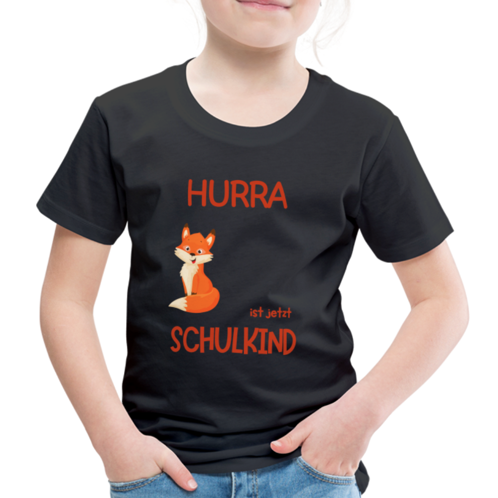 Kinder Einschulungs T-Shirt Fuchs - personalisierbar - Schwarz