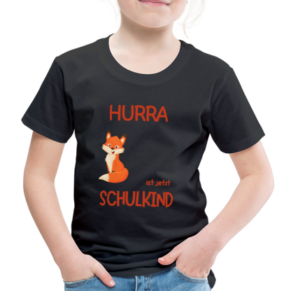 Kinder Einschulungs T-Shirt Fuchs - personalisierbar - Schwarz