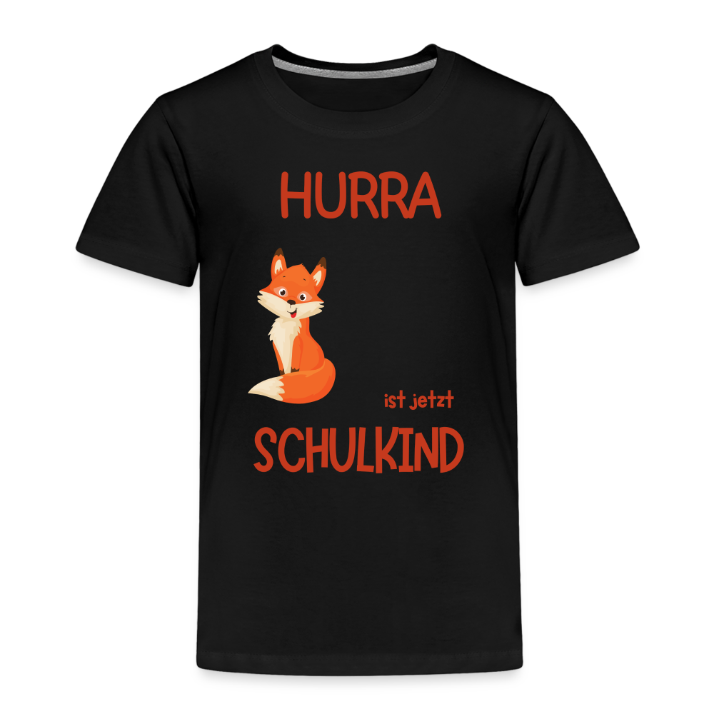 Kinder Einschulungs T-Shirt Fuchs - personalisierbar - Schwarz