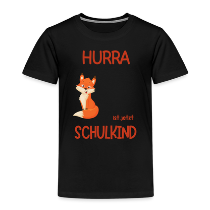 Kinder Einschulungs T-Shirt Fuchs - personalisierbar - Schwarz