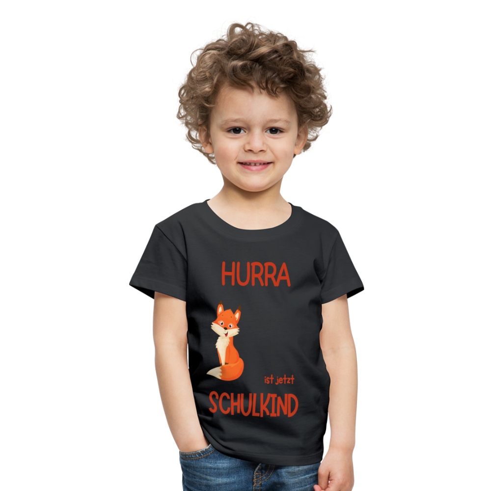 Kinder Einschulungs T-Shirt Fuchs - personalisierbar - Schwarz