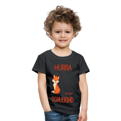 Kinder Einschulungs T-Shirt Fuchs - personalisierbar - Schwarz