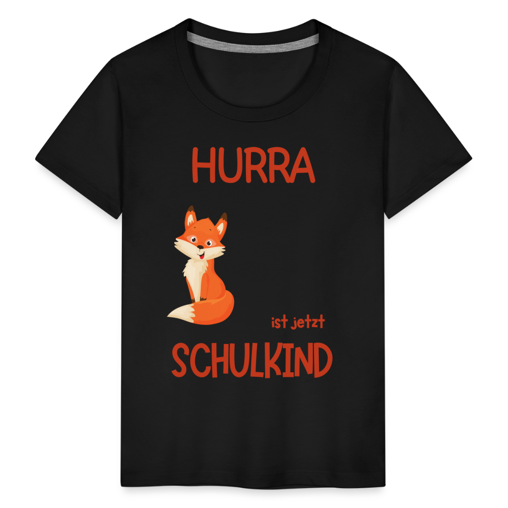 Kinder Einschulungs T-Shirt Fuchs - personalisierbar - Schwarz