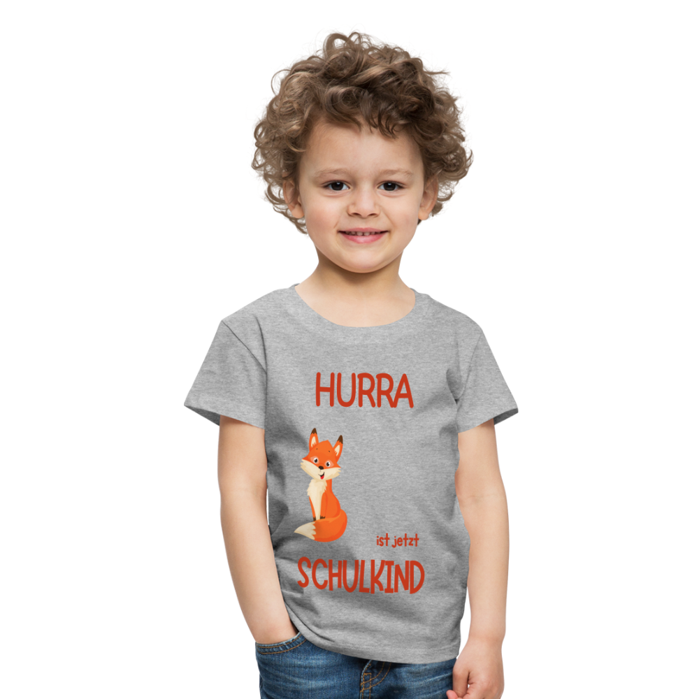 Kinder Einschulungs T-Shirt Fuchs - personalisierbar - Grau meliert