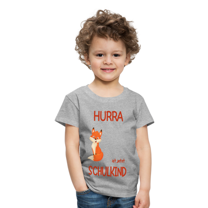 Kinder Einschulungs T-Shirt Fuchs - personalisierbar - Grau meliert