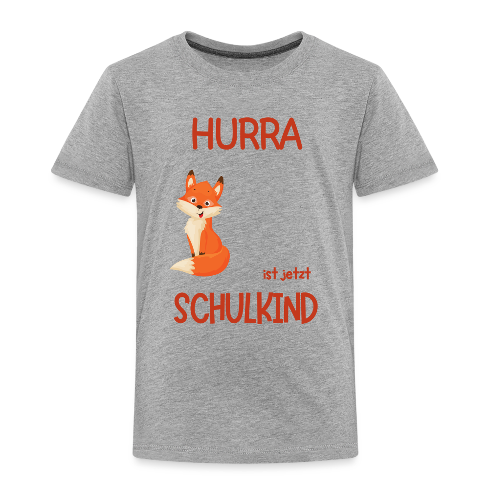 Kinder Einschulungs T-Shirt Fuchs - personalisierbar - Grau meliert