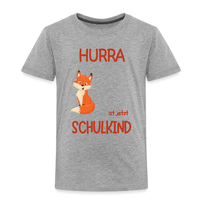 Kinder Einschulungs T-Shirt Fuchs - personalisierbar - Grau meliert