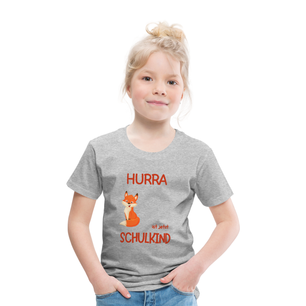 Kinder Einschulungs T-Shirt Fuchs - personalisierbar - Grau meliert