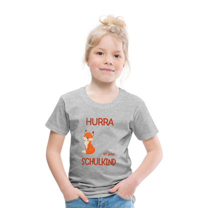 Kinder Einschulungs T-Shirt Fuchs - personalisierbar - Grau meliert