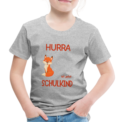 Kinder Einschulungs T-Shirt Fuchs - personalisierbar - Grau meliert