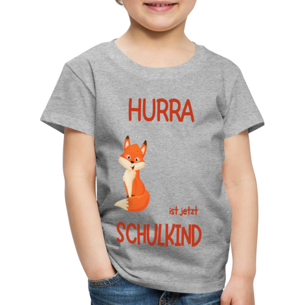 Kinder Einschulungs T-Shirt Fuchs - personalisierbar - Grau meliert