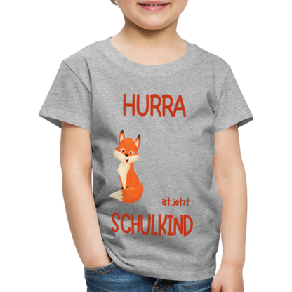 Kinder Einschulungs T-Shirt Fuchs - personalisierbar - Grau meliert