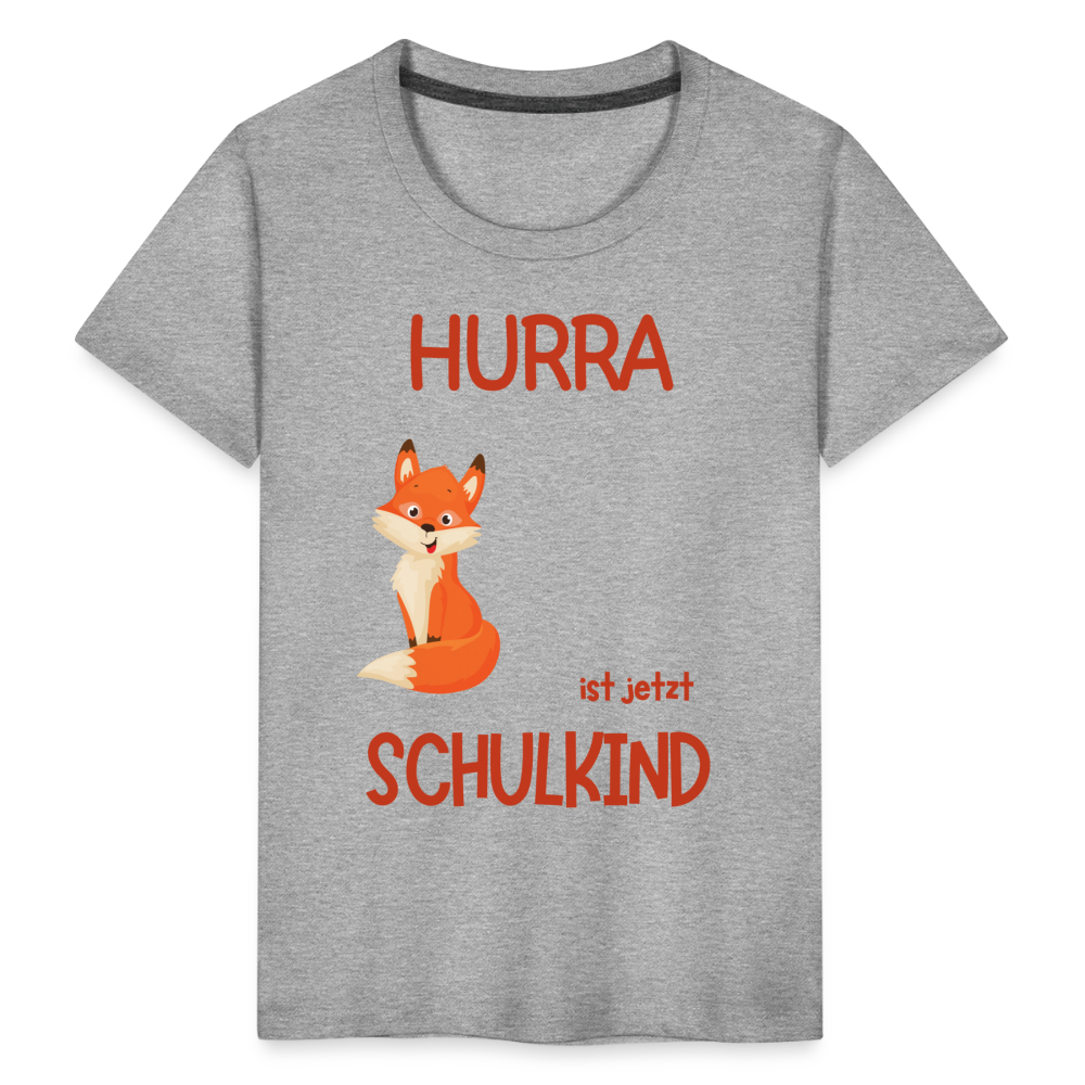 Kinder Einschulungs T-Shirt Fuchs - personalisierbar - Grau meliert