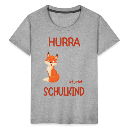 Kinder Einschulungs T-Shirt Fuchs - personalisierbar - Grau meliert