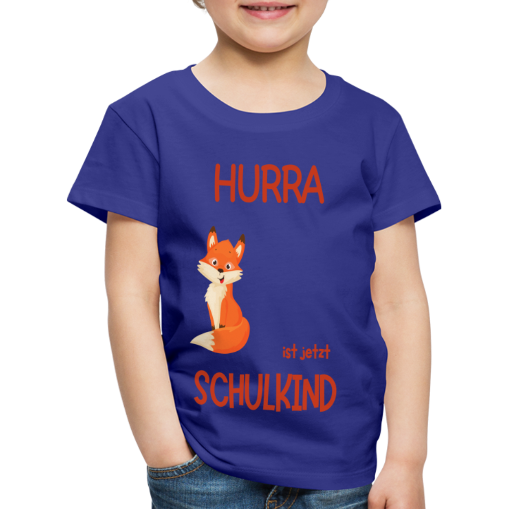 Kinder Einschulungs T-Shirt Fuchs - personalisierbar - Königsblau