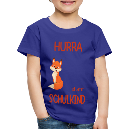 Kinder Einschulungs T-Shirt Fuchs - personalisierbar - Königsblau