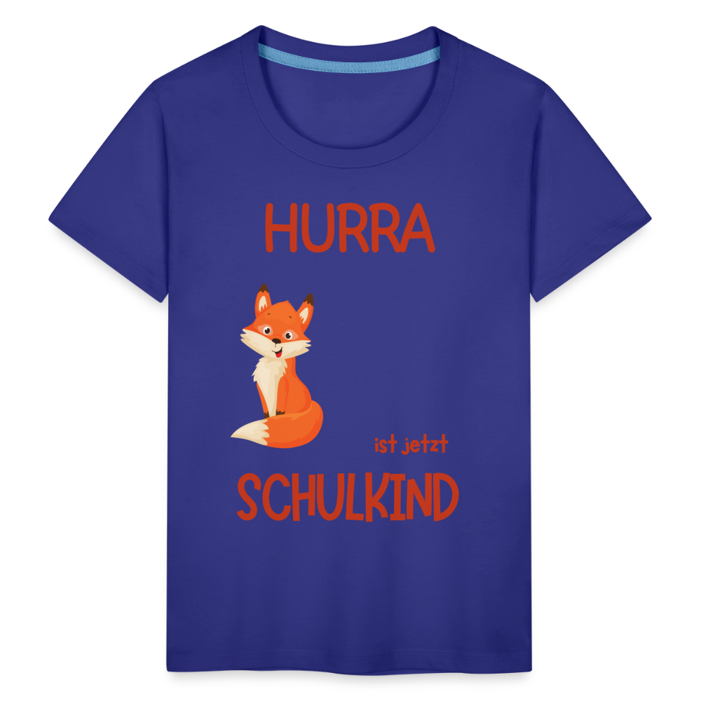 Kinder Einschulungs T-Shirt Fuchs - personalisierbar - Königsblau