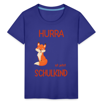 Kinder Einschulungs T-Shirt Fuchs - personalisierbar - Königsblau