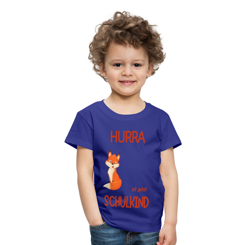 Kinder Einschulungs T-Shirt Fuchs - personalisierbar - Königsblau