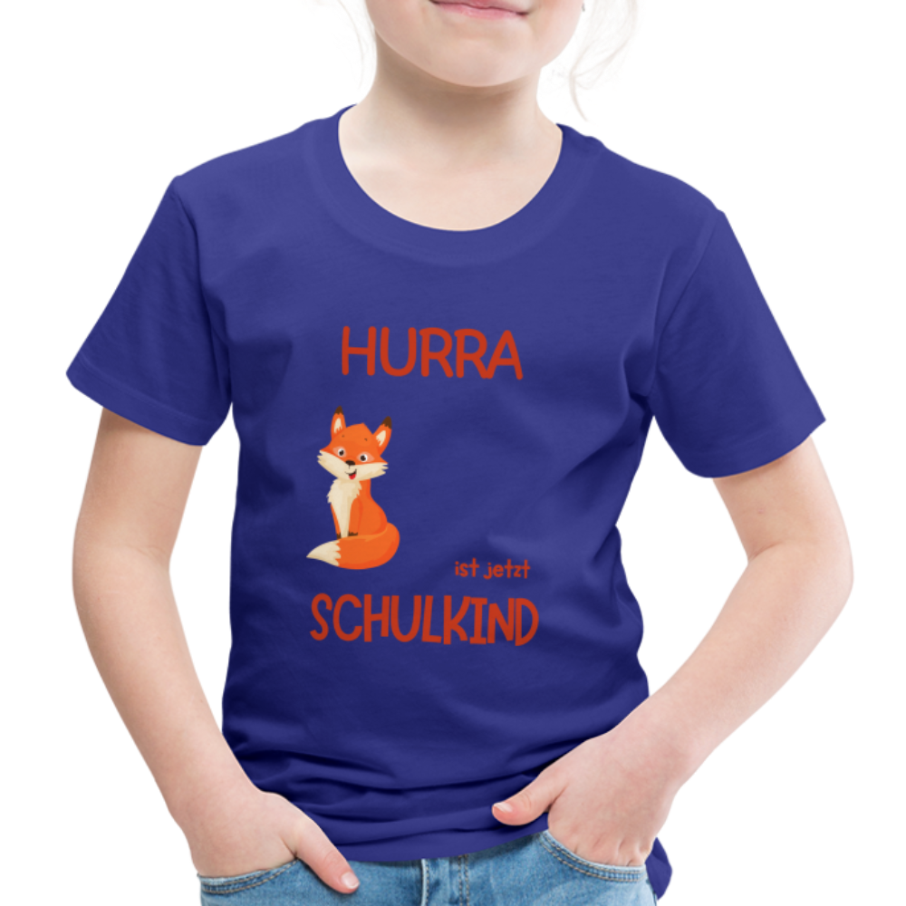 Kinder Einschulungs T-Shirt Fuchs - personalisierbar - Königsblau