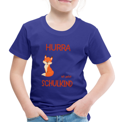 Kinder Einschulungs T-Shirt Fuchs - personalisierbar - Königsblau