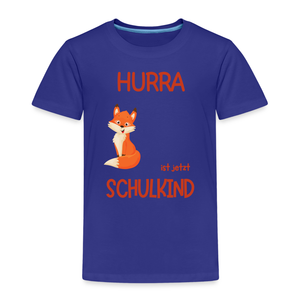 Kinder Einschulungs T-Shirt Fuchs - personalisierbar - Königsblau