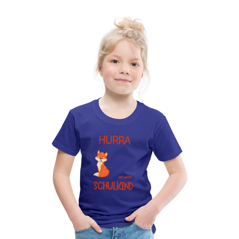 Kinder Einschulungs T-Shirt Fuchs - personalisierbar - Königsblau