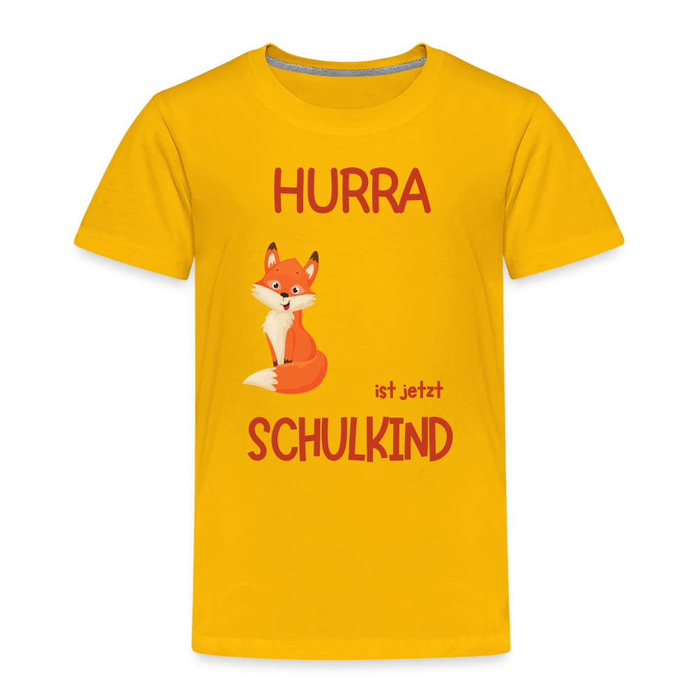 Kinder Einschulungs T-Shirt Fuchs - personalisierbar - Sonnengelb