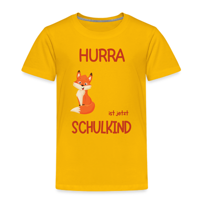 Kinder Einschulungs T-Shirt Fuchs - personalisierbar - Sonnengelb