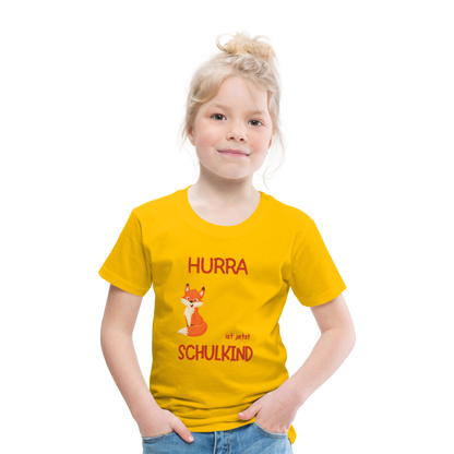 Kinder Einschulungs T-Shirt Fuchs - personalisierbar - Sonnengelb