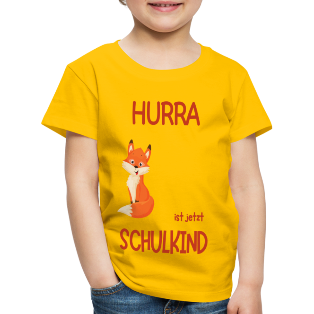 Kinder Einschulungs T-Shirt Fuchs - personalisierbar - Sonnengelb