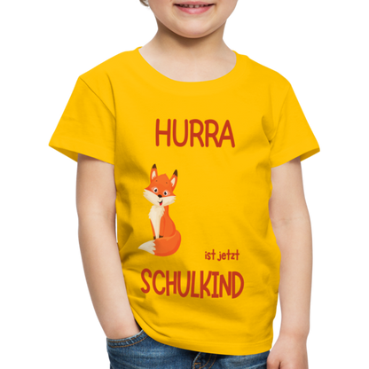 Kinder Einschulungs T-Shirt Fuchs - personalisierbar - Sonnengelb