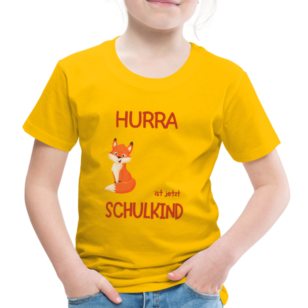 Kinder Einschulungs T-Shirt Fuchs - personalisierbar - Sonnengelb