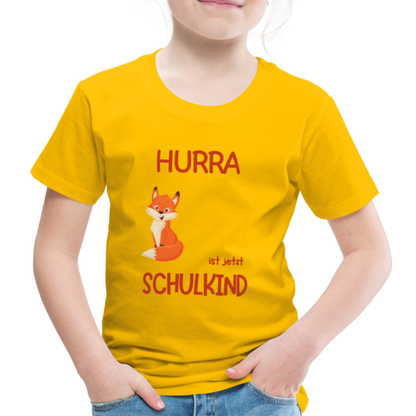 Kinder Einschulungs T-Shirt Fuchs - personalisierbar - Sonnengelb