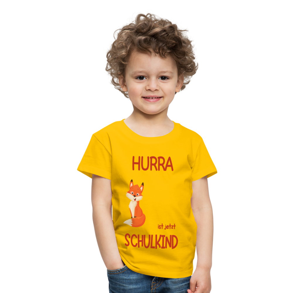 Kinder Einschulungs T-Shirt Fuchs - personalisierbar - Sonnengelb