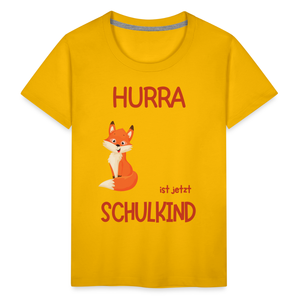 Kinder Einschulungs T-Shirt Fuchs - personalisierbar - Sonnengelb