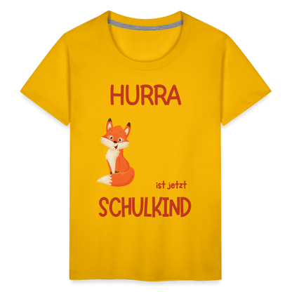 Kinder Einschulungs T-Shirt Fuchs - personalisierbar - Sonnengelb