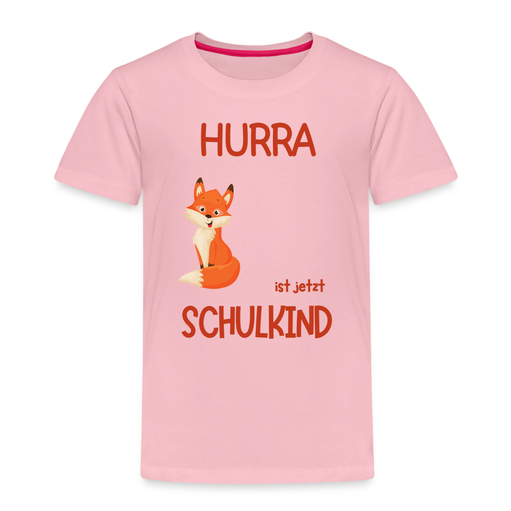 Kinder Einschulungs T-Shirt Fuchs - personalisierbar - Hellrosa