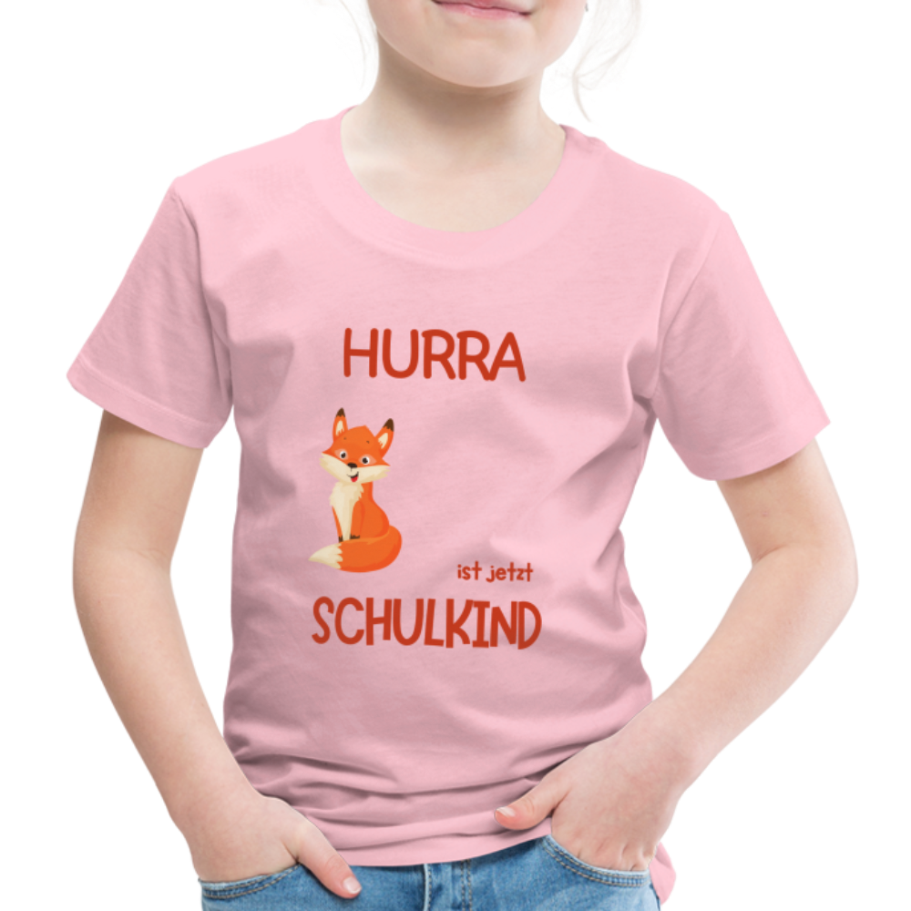 Kinder Einschulungs T-Shirt Fuchs - personalisierbar - Hellrosa