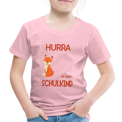 Kinder Einschulungs T-Shirt Fuchs - personalisierbar - Hellrosa