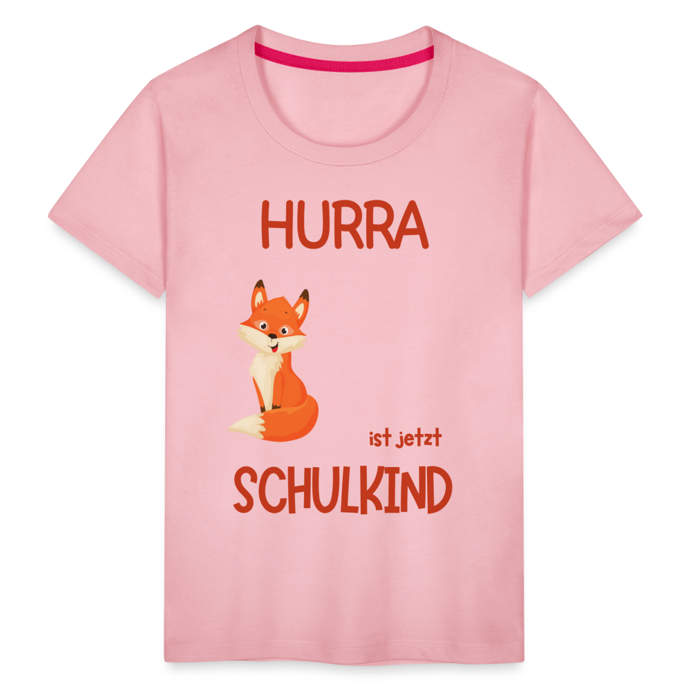 Kinder Einschulungs T-Shirt Fuchs - personalisierbar - Hellrosa