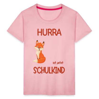 Kinder Einschulungs T-Shirt Fuchs - personalisierbar - Hellrosa