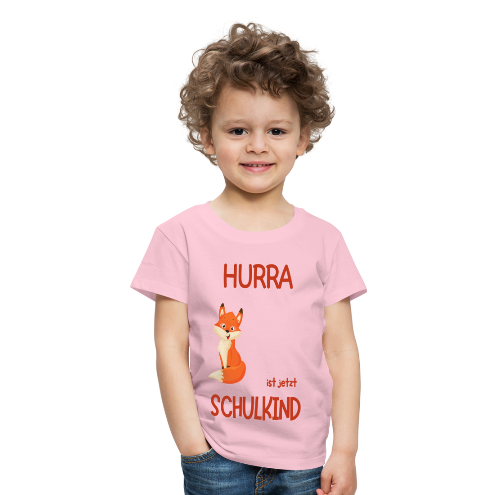 Kinder Einschulungs T-Shirt Fuchs - personalisierbar - Hellrosa