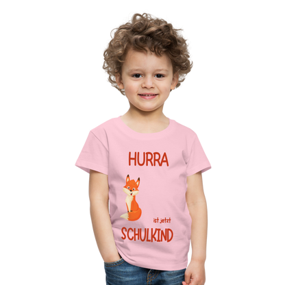 Kinder Einschulungs T-Shirt Fuchs - personalisierbar - Hellrosa