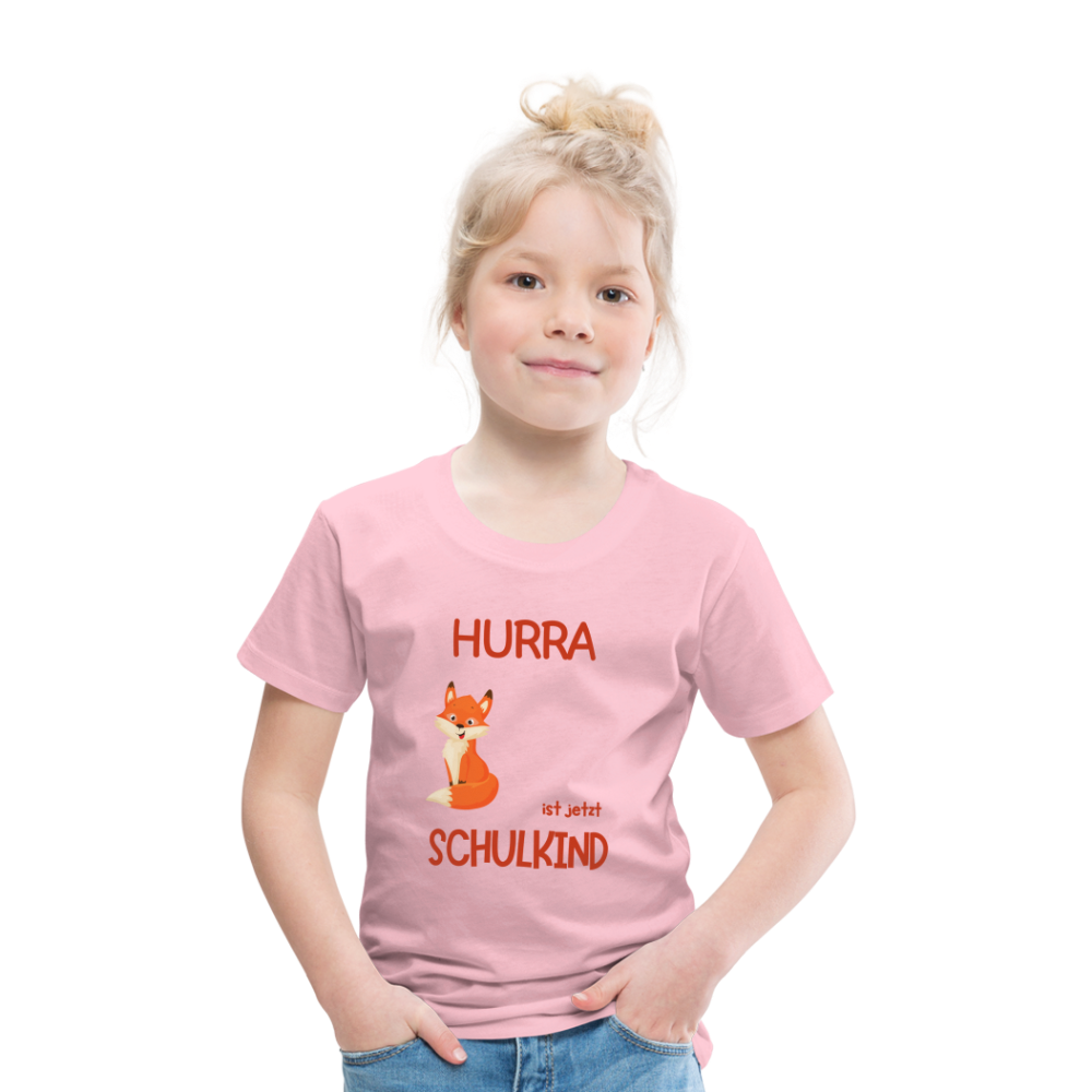 Kinder Einschulungs T-Shirt Fuchs - personalisierbar - Hellrosa