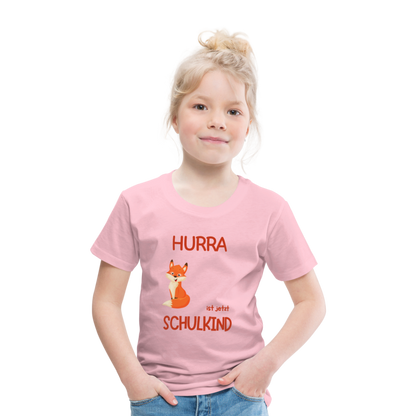 Kinder Einschulungs T-Shirt Fuchs - personalisierbar - Hellrosa