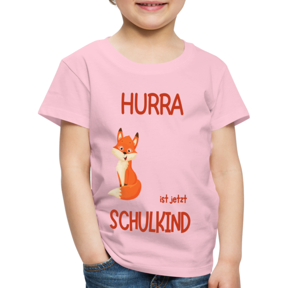 Kinder Einschulungs T-Shirt Fuchs - personalisierbar - Hellrosa