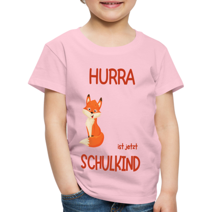 Kinder Einschulungs T-Shirt Fuchs - personalisierbar - Hellrosa