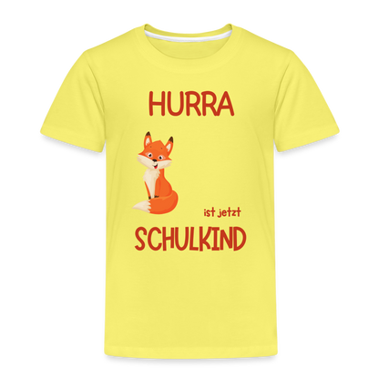 Kinder Einschulungs T-Shirt Fuchs - personalisierbar - Gelb