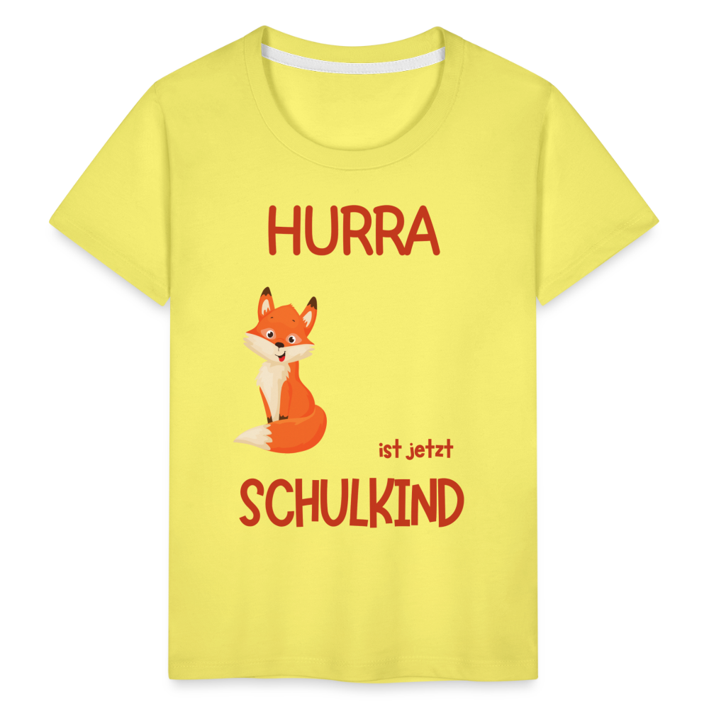 Kinder Einschulungs T-Shirt Fuchs - personalisierbar - Gelb